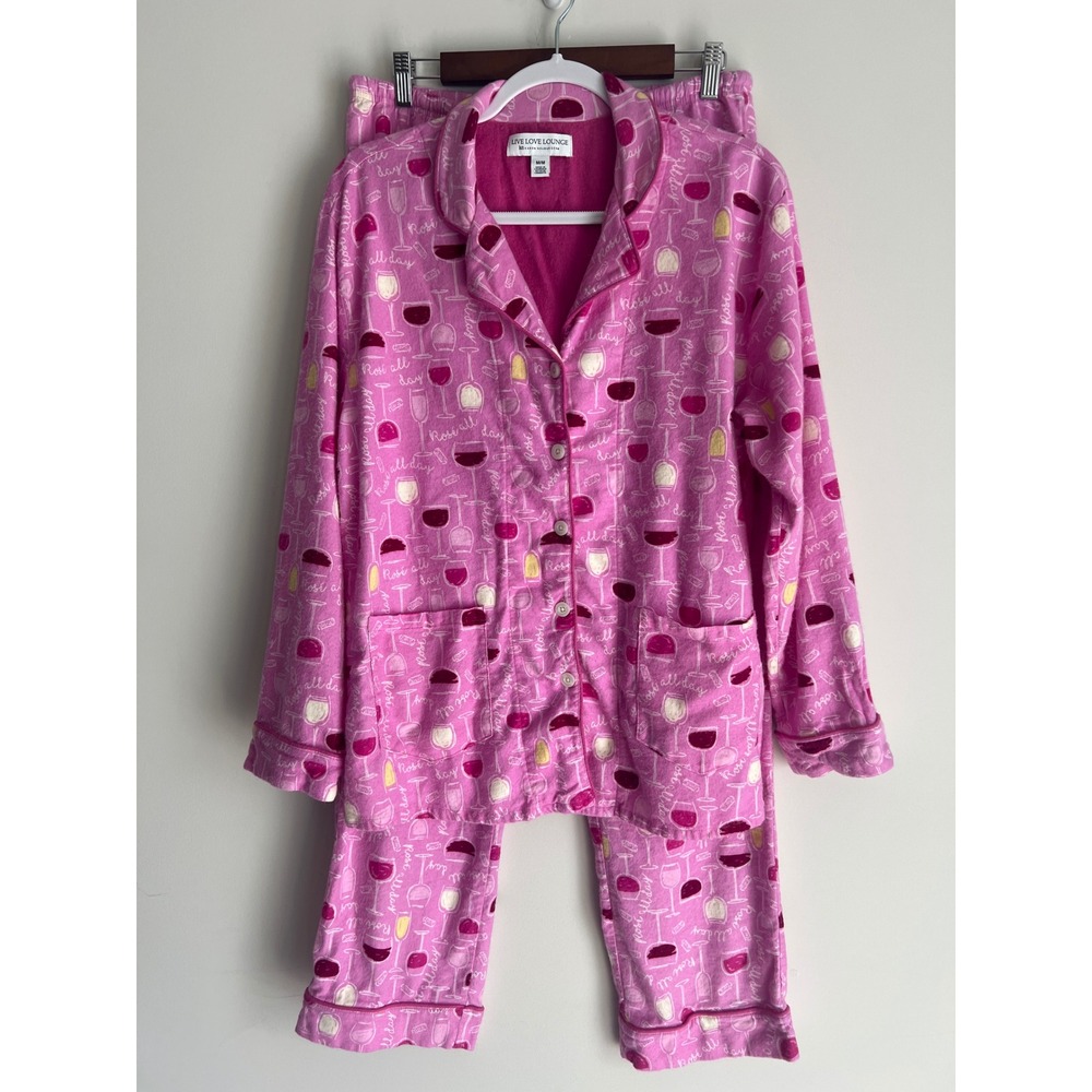 Karen Neuburger Live Love Lounge Pink Rose All Day Wine Pajama Set Womens Medium